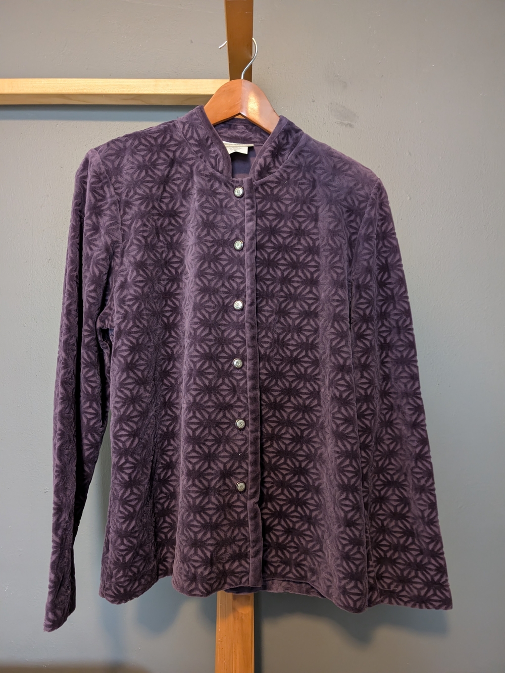 Coldwater Creek Deep Purple Geometric Snap Jacket